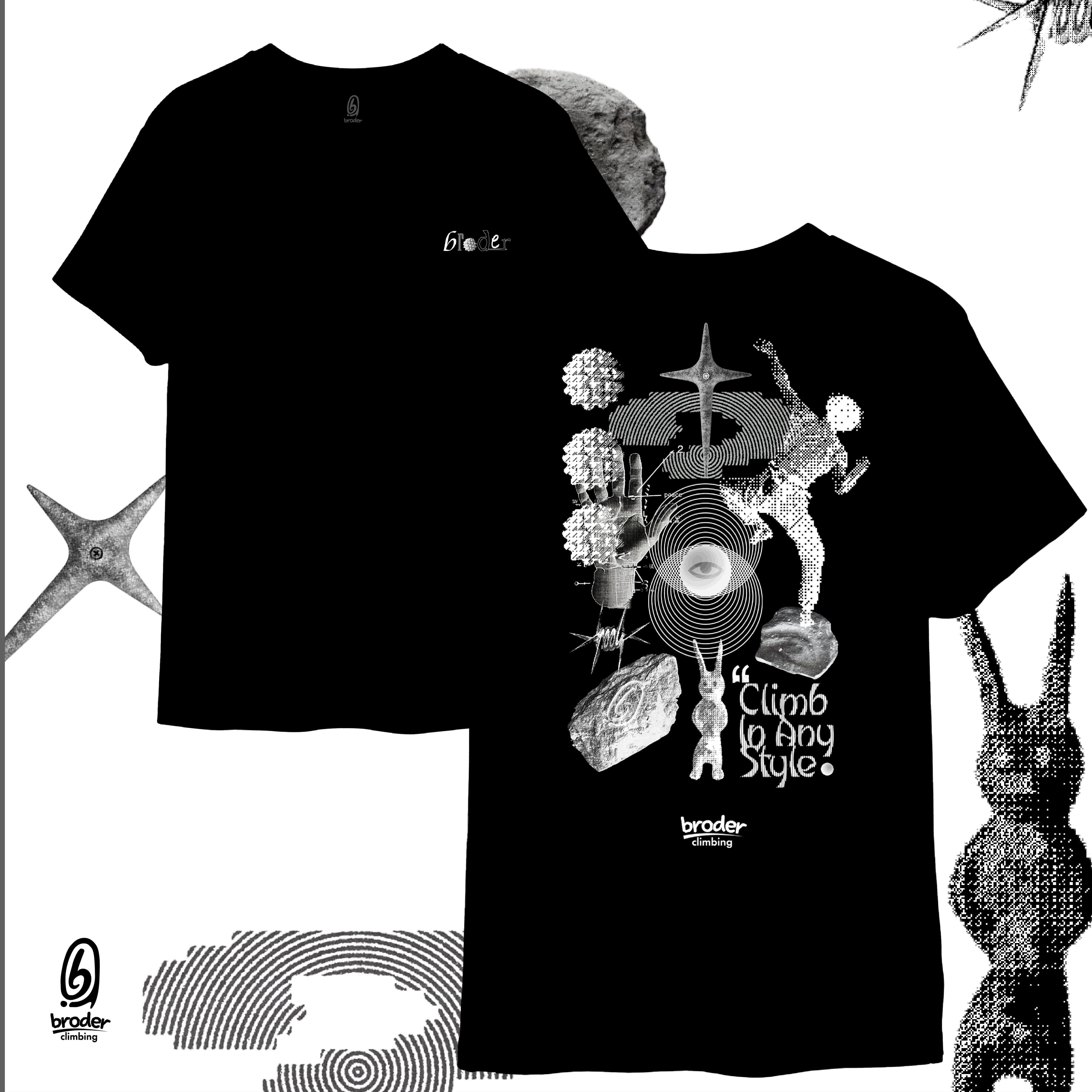 Climb In Any Style black tee feature image